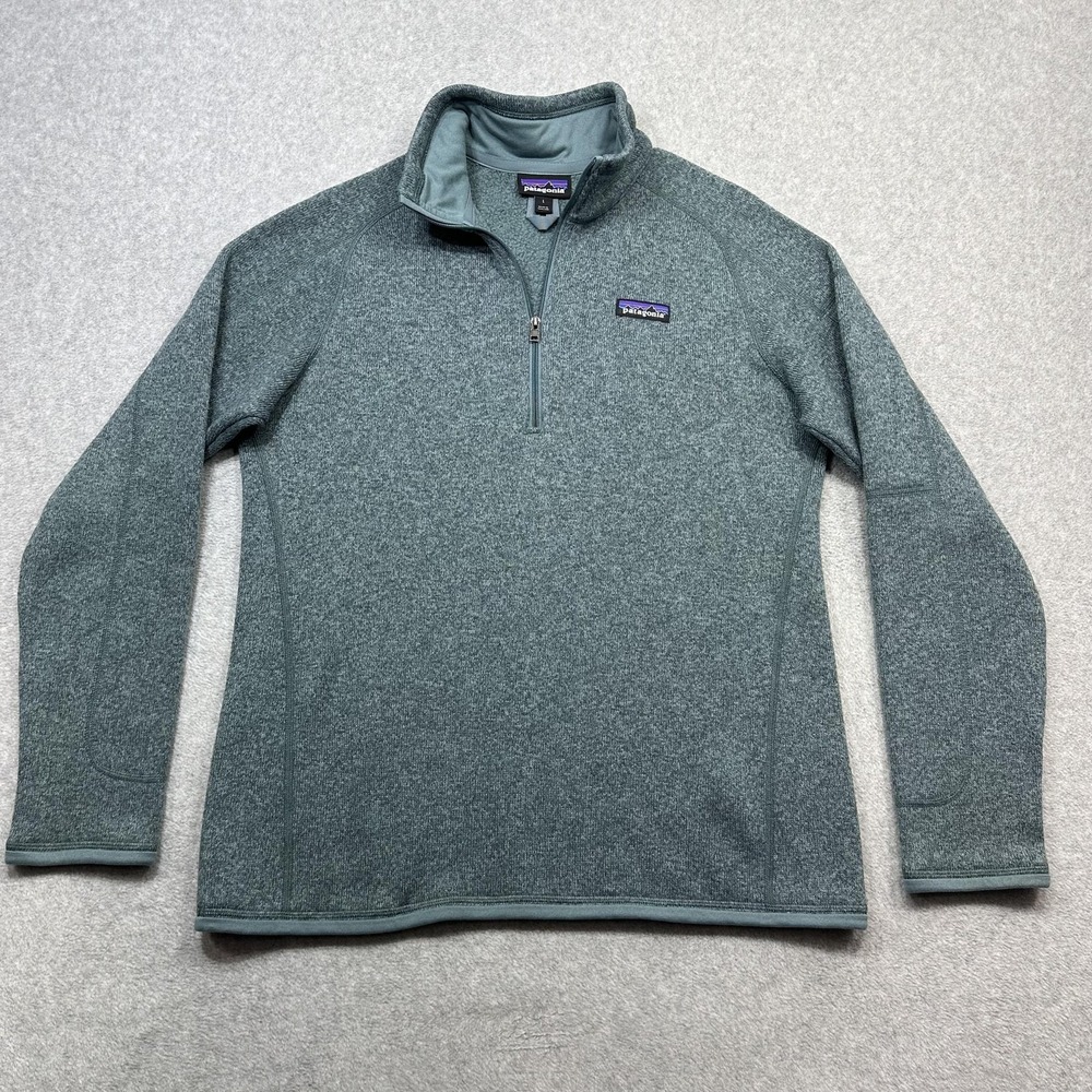 Patagonia Better Sweater 1/4‎ Zip Pullover Women Large Green Heather Fleece